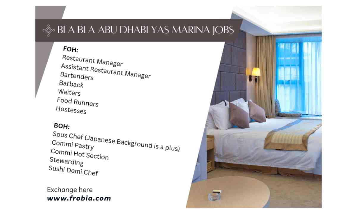 Bla Bla Abu Dhabi Yas Marina Jobs