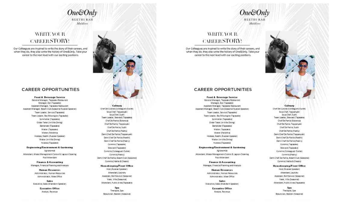 Creating Extraordinary Guest UltraLuxury Hospitality Jobs Maldives